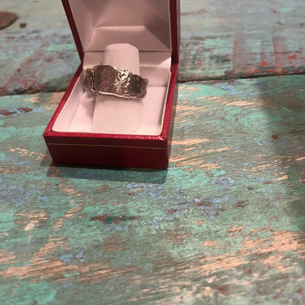 Talisman Ring - silver ring with Herkimer diamond in gold-plated setting. Size 8 - Picture 6 of 9